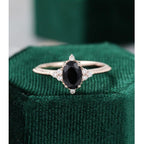 8x6 MM Oval Cut Black Moissanite Rose Gold Women Diamond Cluster Engagement Ring - JBR Jeweler