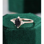 8x6 MM Oval Cut Black Moissanite Rose Gold Women Diamond Cluster Engagement Ring - JBR Jeweler