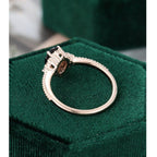 8x6 MM Oval Cut Black Moissanite Rose Gold Women Diamond Cluster Engagement Ring - JBR Jeweler