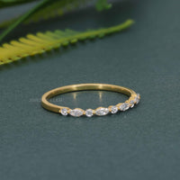 Alternating Marquise Round Moissanite Diamond Band