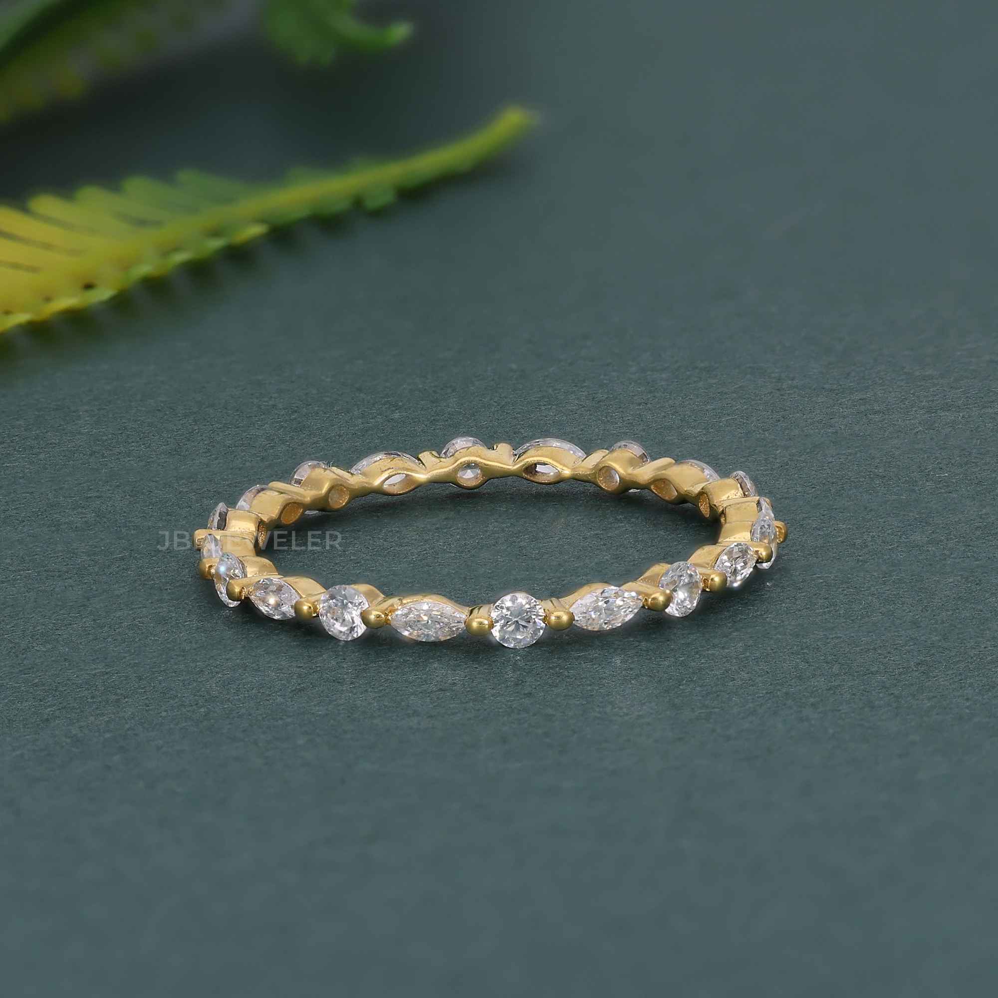 Alternative Round and Marquise Lab Diamond Wedding Band - JBR Jeweler