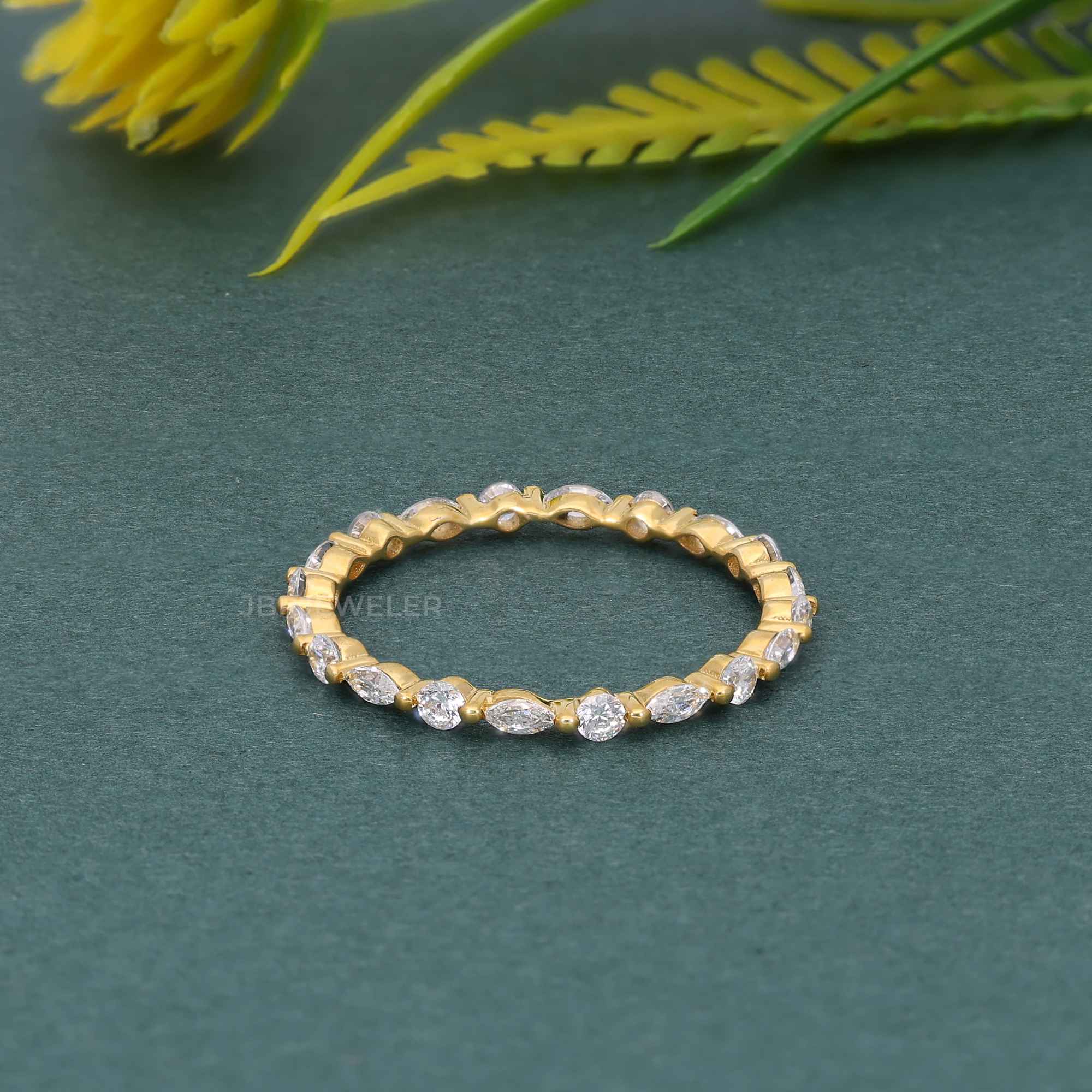 Alternative Round and Marquise Lab Diamond Wedding Band - JBR Jeweler