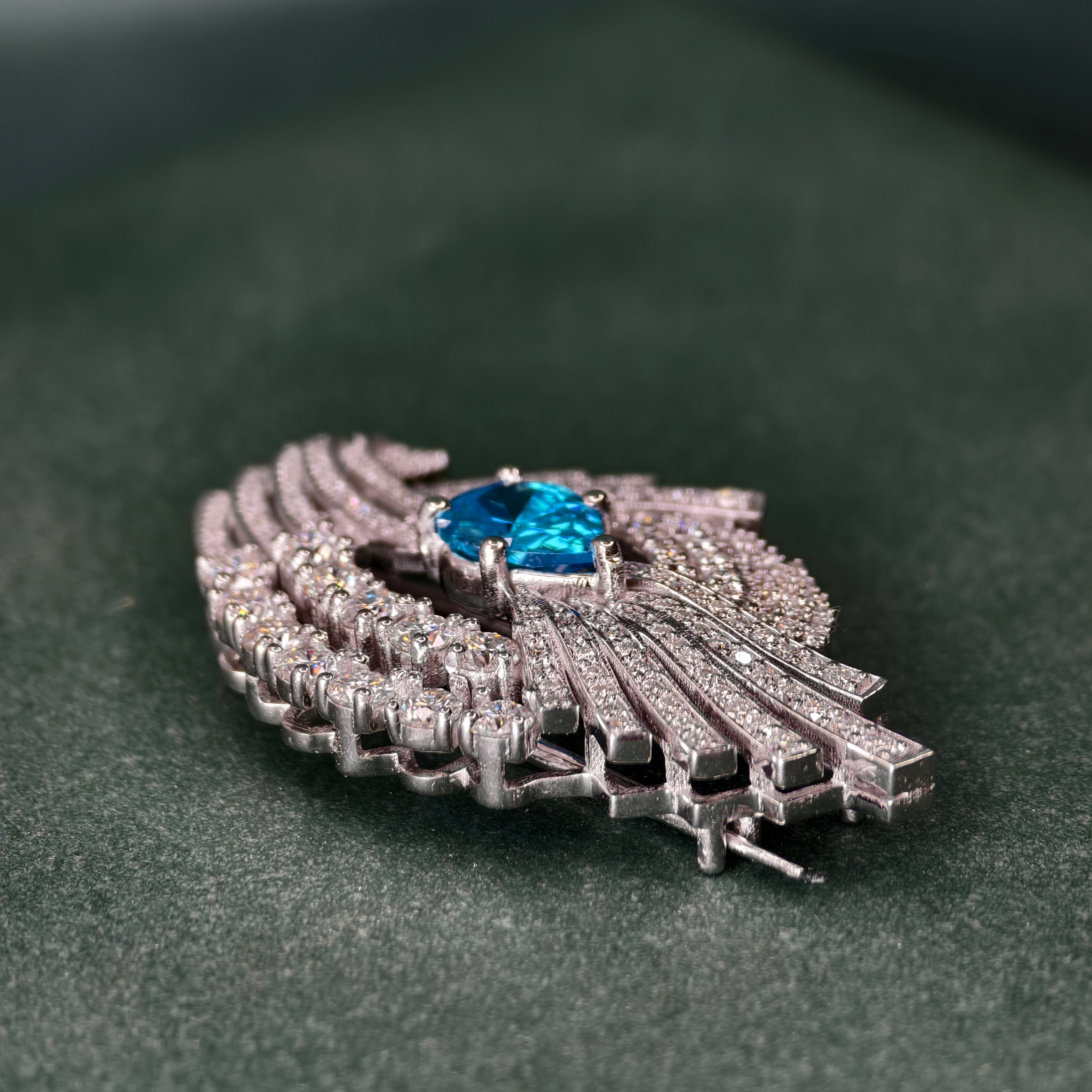 Antique 2.60Ct Pear aquamarine Moissanites Women's Wedding Pin Art Deco Brooch - JBR Jeweler