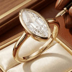 Oval moval lab diamond gold engagement ring