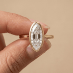 Old mine moval lab diamond solitaire ring