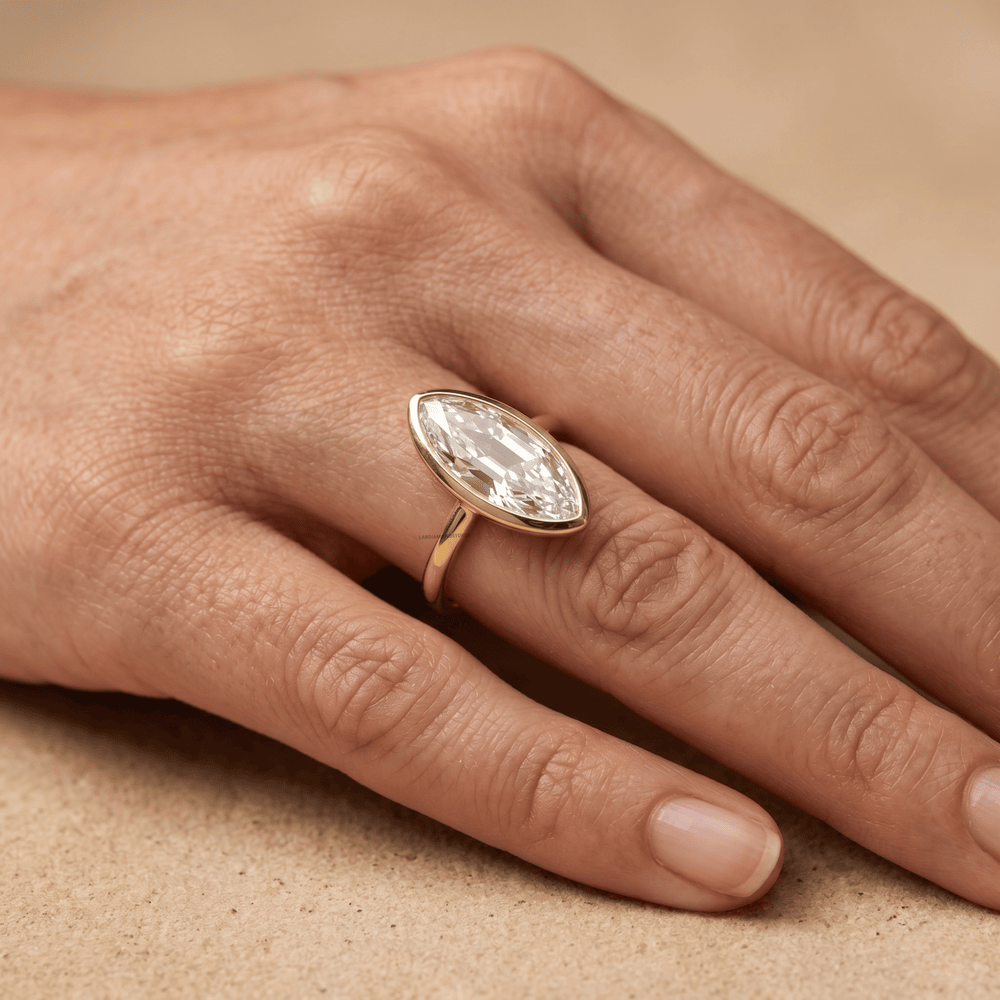 Antique lab diamond bezel engagement ring