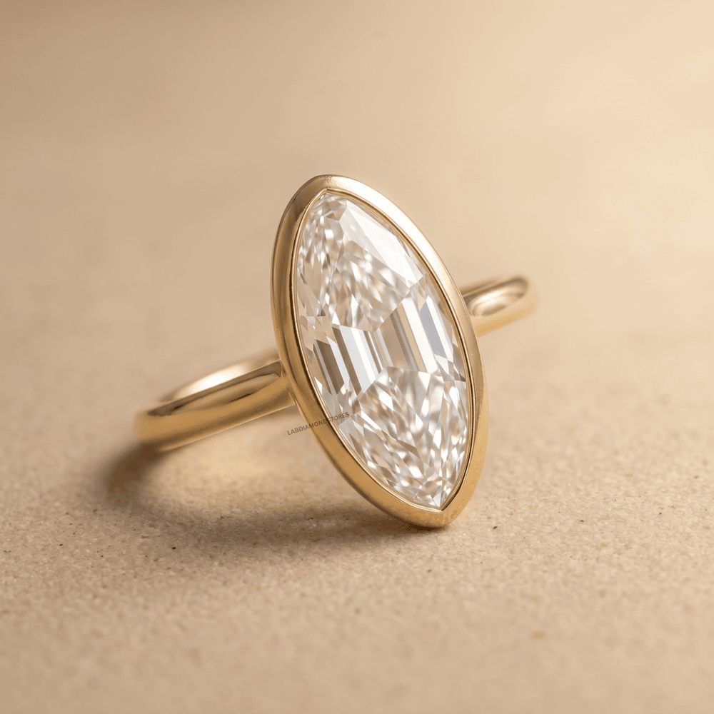 Old mine cut lab diamond bezel solitaire