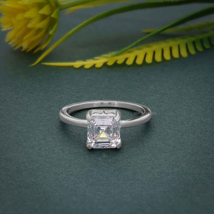 Art Deco Asscher Solitärring mit im Labor gezüchteten Diamanten