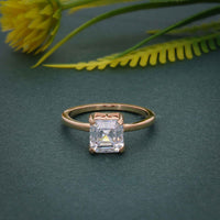 Art Deco Asscher Lab Grown Diamond Solitaire Ring