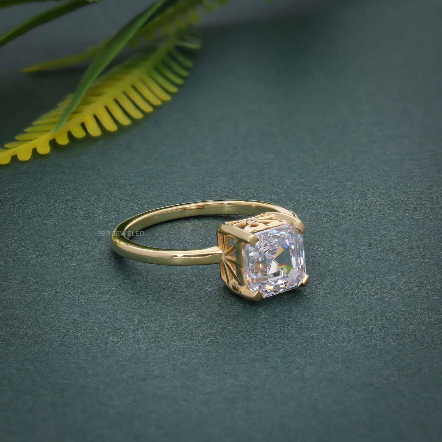 Art Deco Asscher Solitärring mit im Labor gezüchteten Diamanten