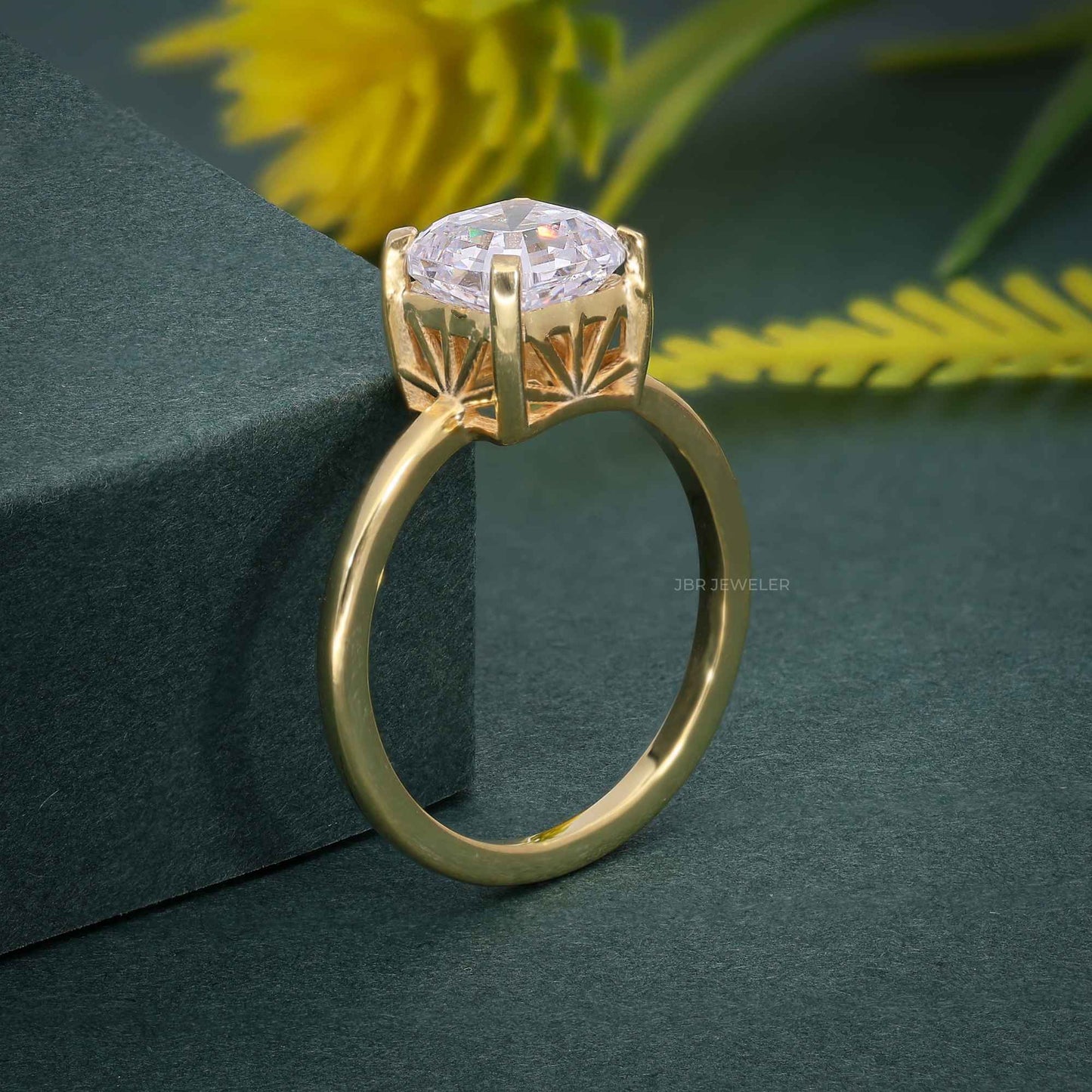 Art Deco Asscher Solitärring mit im Labor gezüchteten Diamanten