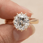Art Deco Old Round Lab Grown Solitaire Gold Engagement Ring