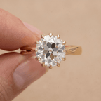 Art Deco Old Round Lab Grown Solitaire Gold Engagement Ring
