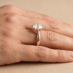 Art Deco Old Round Lab Grown Solitaire Gold Engagement Ring