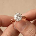 Art Deco Old Round Lab Grown Solitaire Gold Engagement Ring