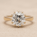 Art Deco Old Round Lab Grown Solitaire Gold Engagement Ring