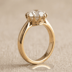 Art Deco Old Round Lab Grown Solitaire Gold Engagement Ring
