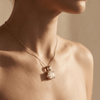 Asscher Cut Lab Diamond Solitaire Pendant Necklace in Yellow Gold