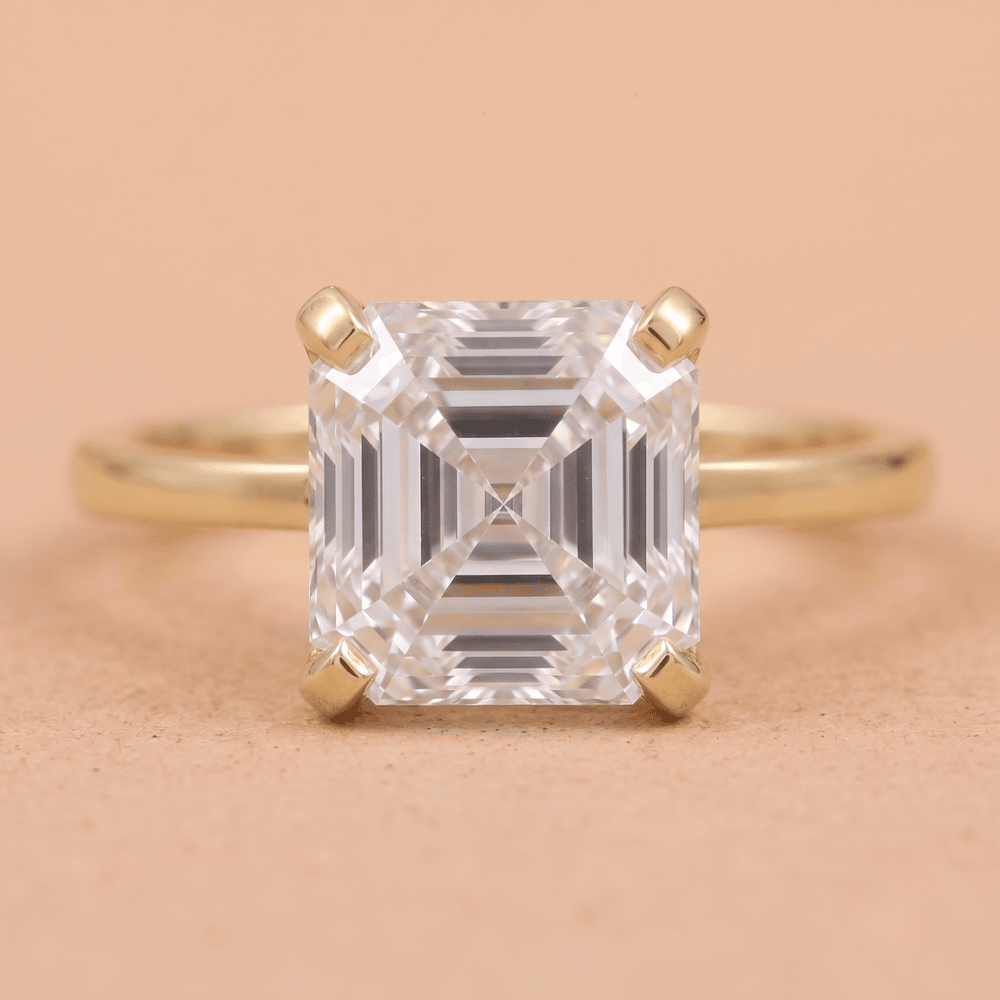 Asscher cut lab diamond wedding ring, vintage design