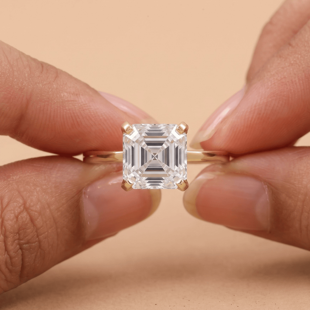 Vintage gift for mom - Asscher cut diamond ring
