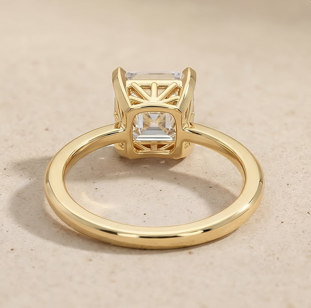 Lab diamond wedding ring, Asscher cut solitaire style