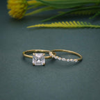 Asscher Cut Solitaire Moissanite Diamond Wedding Bridal Ring Sets - JBR Jeweler