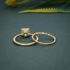Asscher Cut Solitaire Moissanite Diamond Wedding Bridal Ring Sets - JBR Jeweler