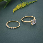 Asscher Cut Solitaire Moissanite Diamond Wedding Bridal Ring Sets - JBR Jeweler