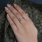 Asscher Cut Solitaire Moissanite Diamond Wedding Bridal Ring Sets - JBR Jeweler
