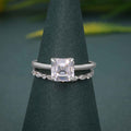 Asscher Cut Solitaire Moissanite Diamond Wedding Bridal Ring Sets - JBR Jeweler