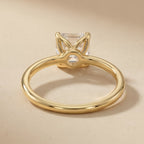 Petal design Asscher moissanite solitaire engagement ring top angle