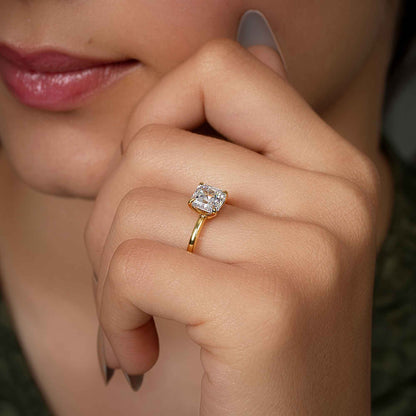 Bague solitaire avec diamants cultivés en laboratoire Petal Asscher