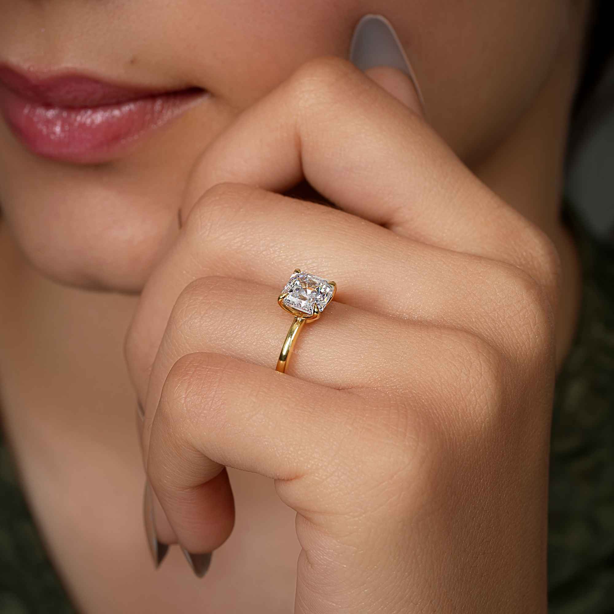 Petal Asscher Moissanite Diamond Engagement Ring - JBR Jeweler