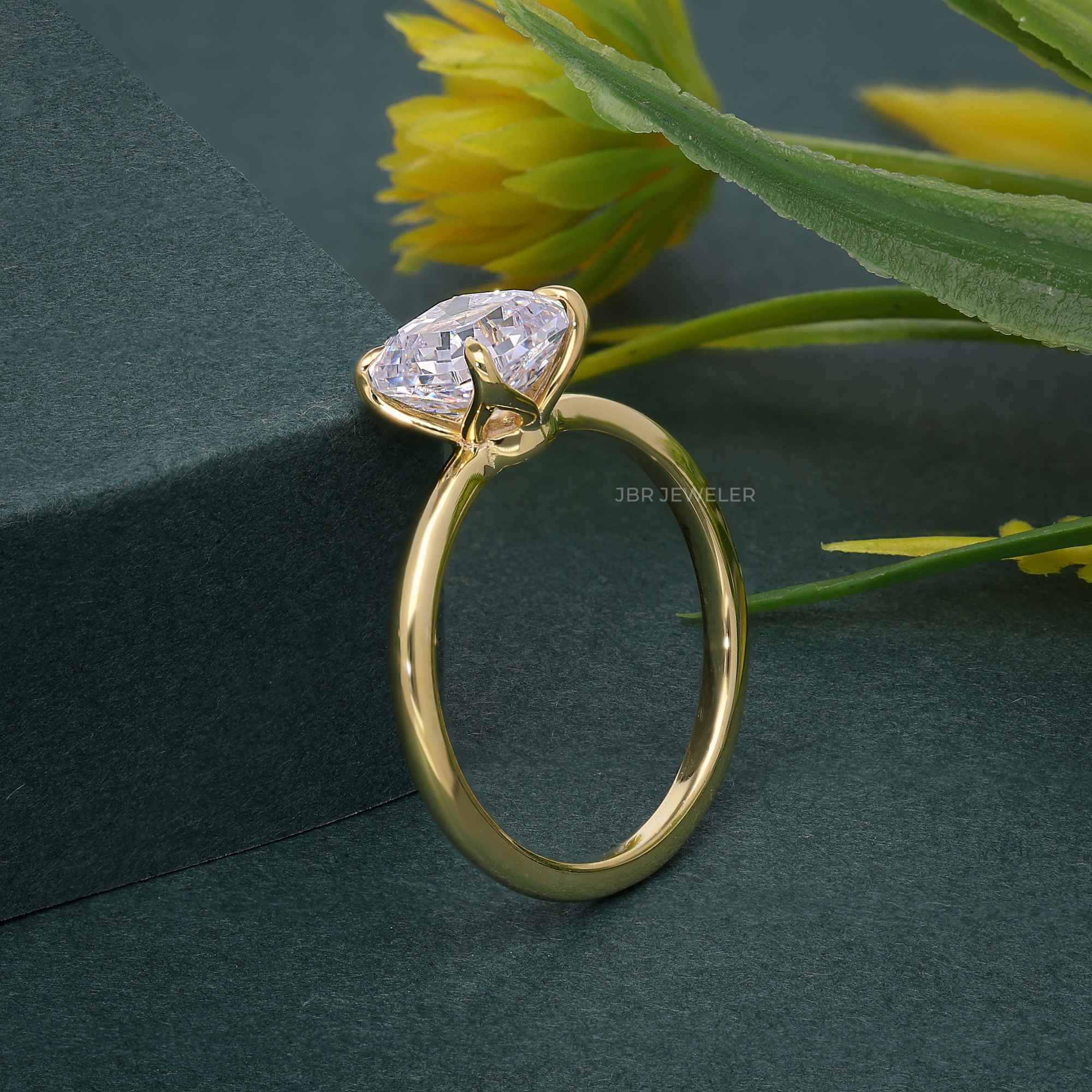 Petal Asscher Moissanite Diamond Engagement Ring - JBR Jeweler