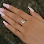 Asymmetrical Unique Emerald Moissanite Diamond Engagement Ring - JBR Jeweler