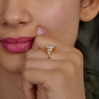 Asymmetrical Unique Emerald Moissanite Diamond Engagement Ring - JBR Jeweler