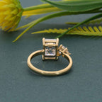Asymmetrical Unique Emerald Moissanite Diamond Engagement Ring - JBR Jeweler