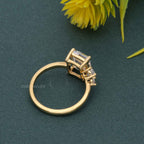 Asymmetrical Unique Emerald Moissanite Diamond Engagement Ring - JBR Jeweler