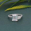Asymmetrical Unique Emerald Moissanite Diamond Engagement Ring - JBR Jeweler