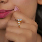 Asymmetrical Unique Oval Moissanite Diamond Engagement Ring - JBR Jeweler