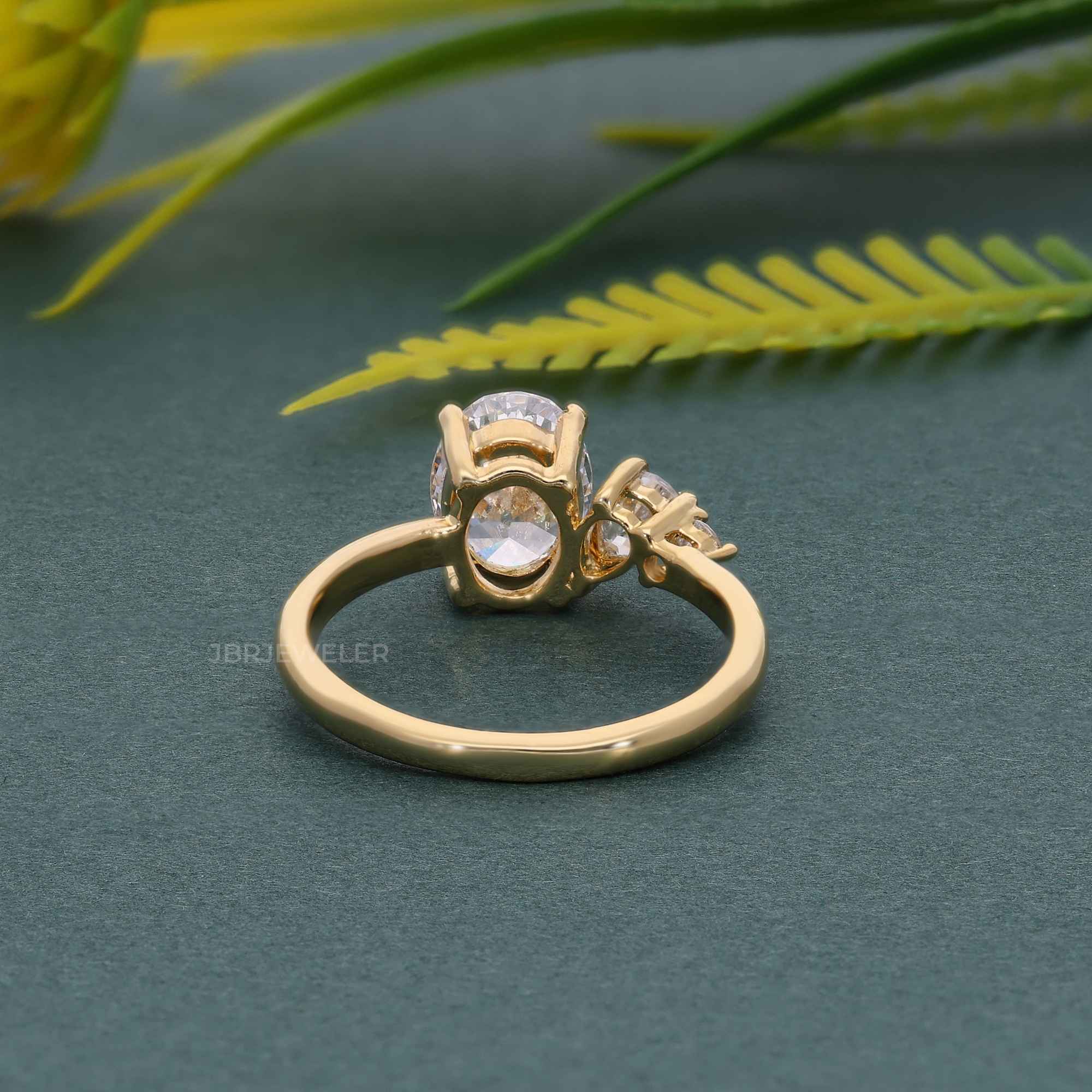 Asymmetrical Unique Oval Moissanite Diamond Engagement Ring - JBR Jeweler