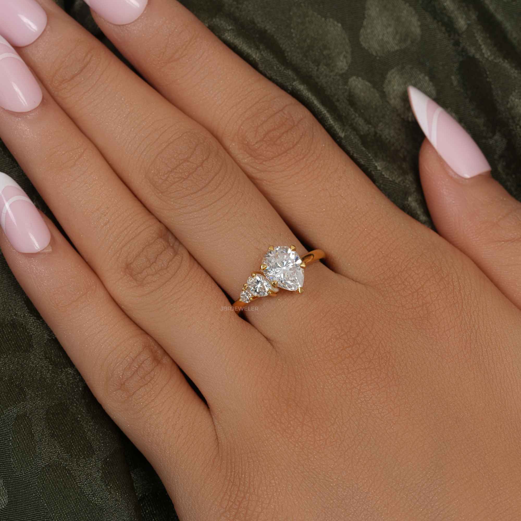 Asymmetrical Unique Pear Lab Grown Diamond Engagement Ring - JBR Jeweler