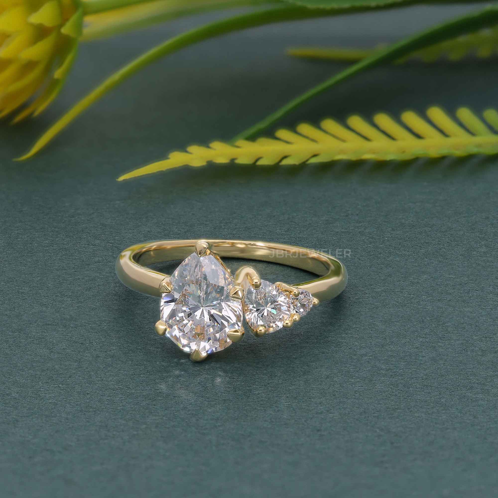 Asymmetrical Unique Pear Lab Grown Diamond Engagement Ring - JBR Jeweler