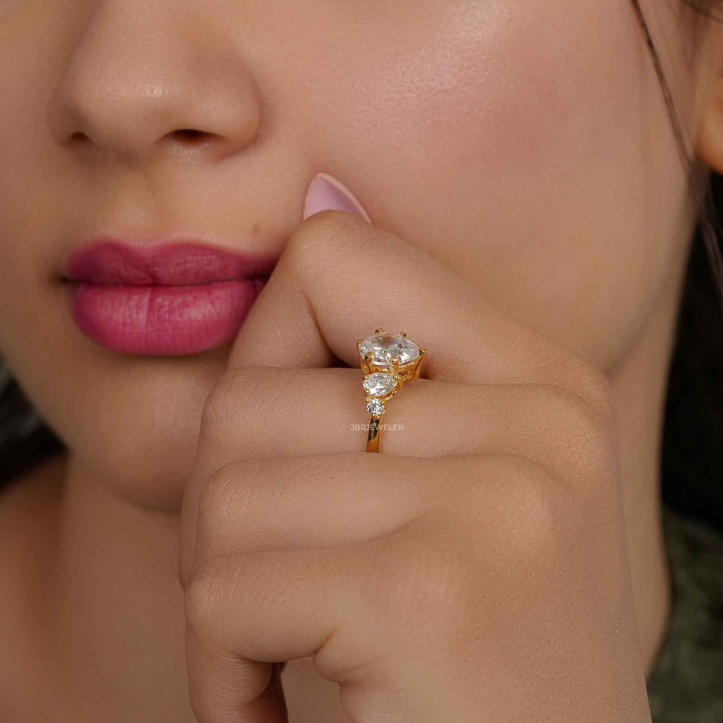 Asymmetrical Unique Pear Lab Grown Diamond Engagement Ring - JBR Jeweler