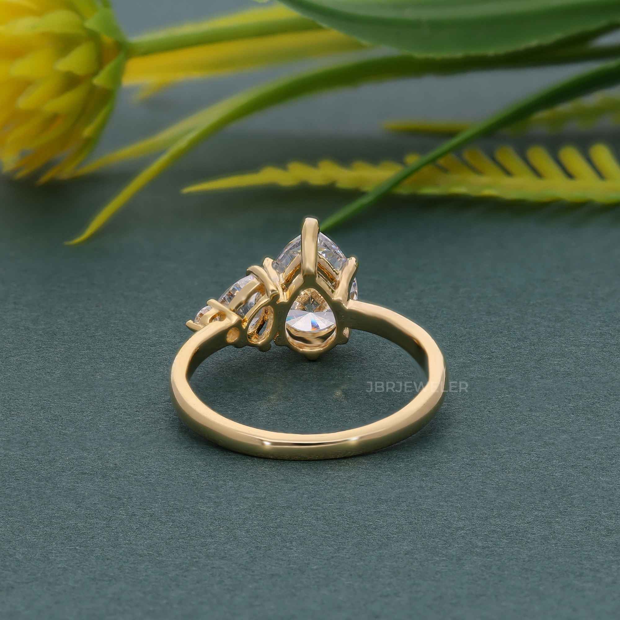 Asymmetrical Unique Pear Lab Grown Diamond Engagement Ring - JBR Jeweler