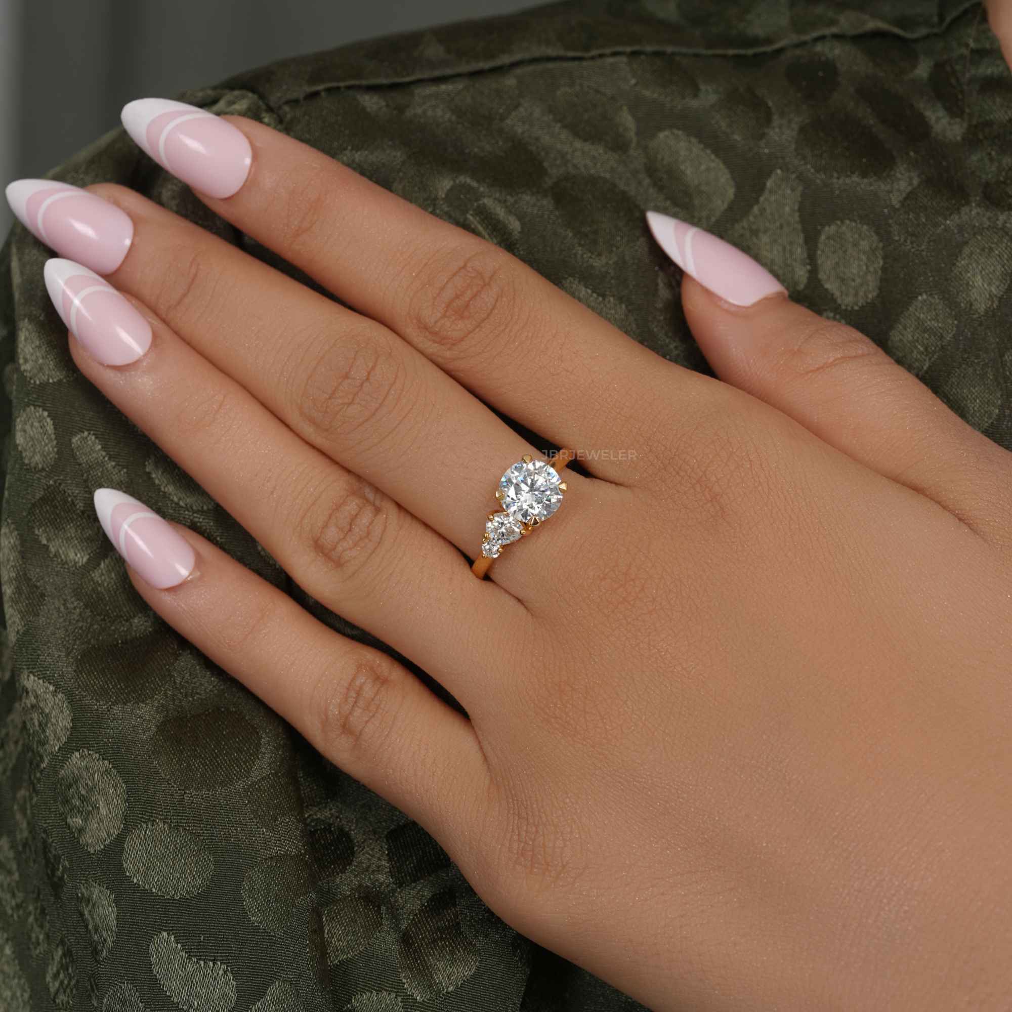 Asymmetrical Unique Round Lab Grown Diamond Engagement Ring - JBR Jeweler