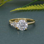 Asymmetrical Unique Round Moissanite Diamond Engagement Ring - JBR Jeweler