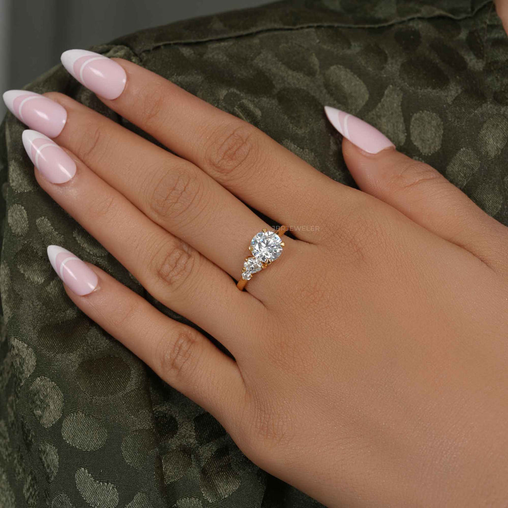 Asymmetrical Unique Round Moissanite Diamond Engagement Ring - JBR Jeweler