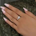 Asymmetrical Unique Round Moissanite Diamond Engagement Ring - JBR Jeweler