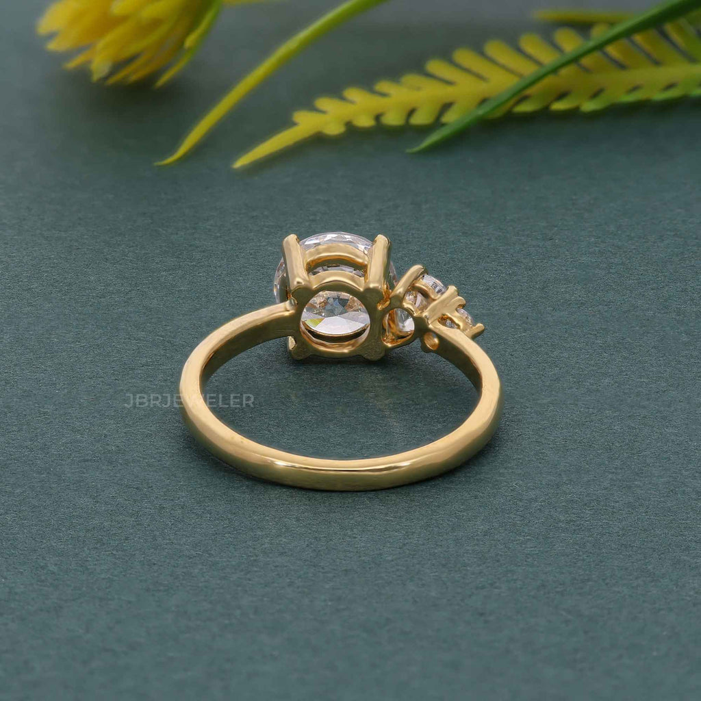 Asymmetrical Unique Round Moissanite Diamond Engagement Ring - JBR Jeweler